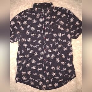 Kids Navy Octopus Print Button Down Shirt